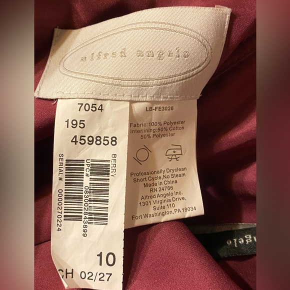 ALFRED ANGELO 7054 One Shoulder Berry Purple Satin Bridesmaid Dress 10 NEW ⭐️⭐️ - Picture 7 of 8